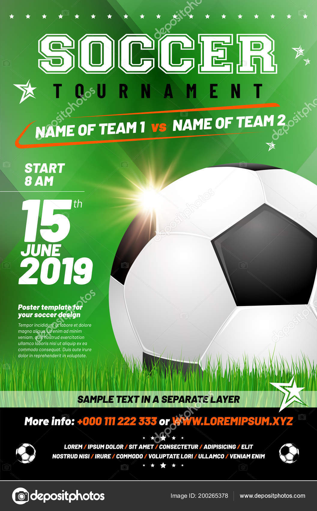 Soccer Tournament Poster Template Sample Text Separate Layer For Football Tournament Flyer Template
