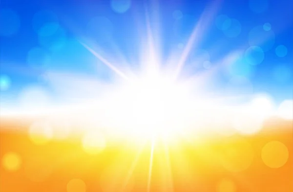Αφηρημένα Φόντο Καλοκαιρινές Ακτίνες Του Ήλιου Και Θολή Bokeh Εικονογράφηση — Διανυσματικό Αρχείο