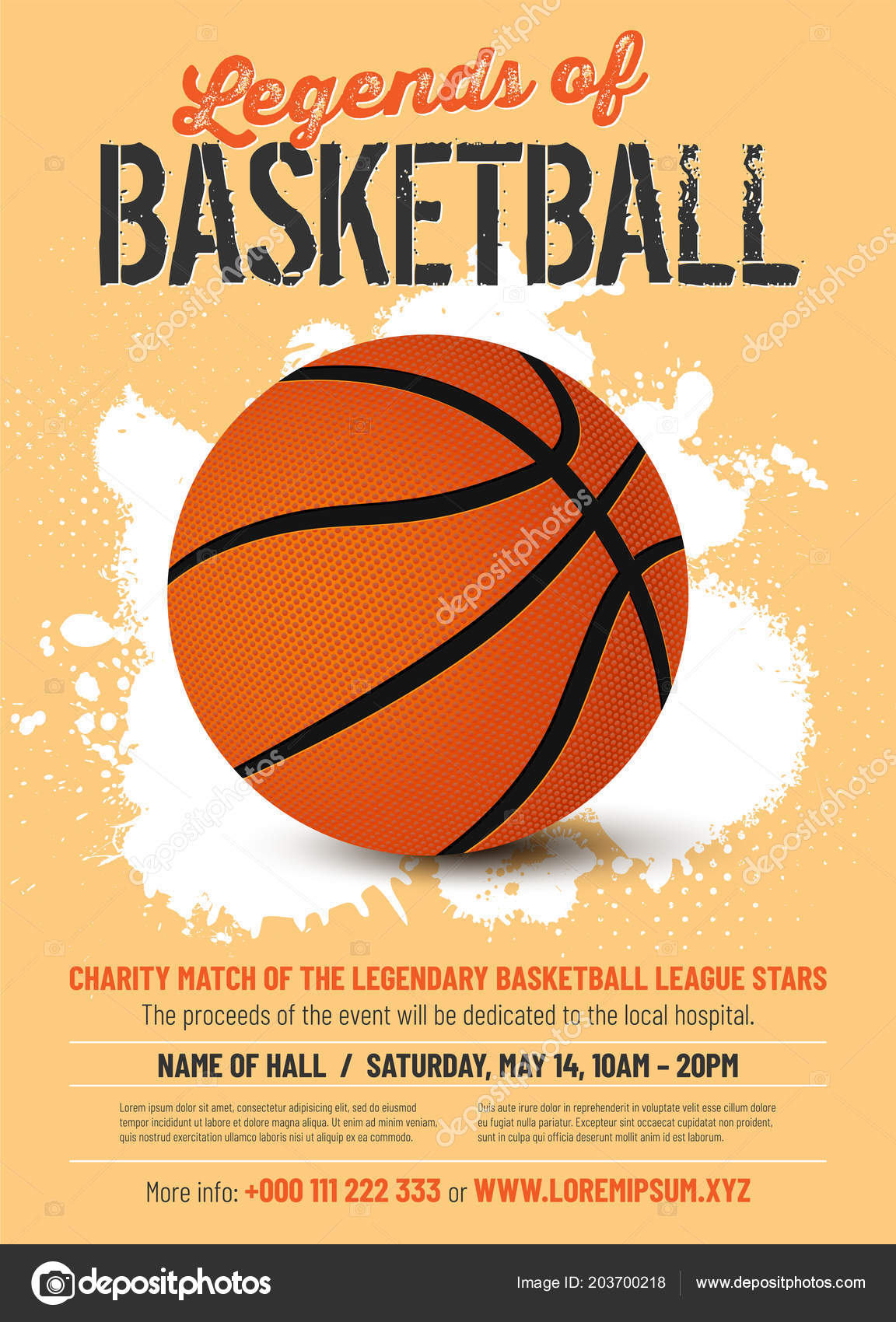 Basketball Match Poster Template Sample Text Separate Layer Retro Style  Stock Vector by ©Machacek 203700218