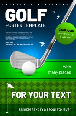 Golf poster şablonu ayrı katman-vektör çizim içine örnek metin
