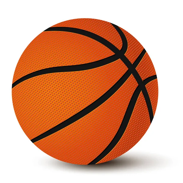 Basketballball Mit Schatten Isoliert Auf Weißem Hintergrund Vektorillustration — Stockvektor