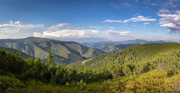 Panoramiczny Widok Góry Tatry Niskie Pod Błękitne Niebo Chmur Słowacja — Zdjęcie stockowe