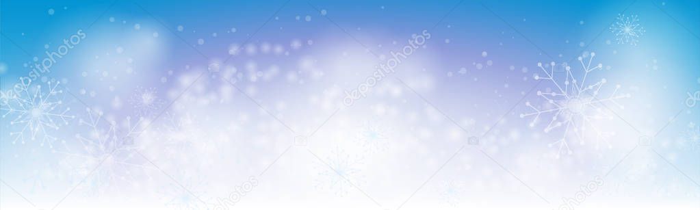 Christmas winter blue banner background with abstract snowflakes - illustration