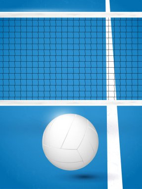 Beyaz çizgi ve net - vektör çizim ile mavi oyun üzerinde voleybol topu