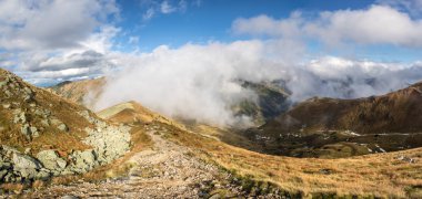 Panoramic sonbahar Slovak düşük Tatras Milli Parkı, Europe vurdu