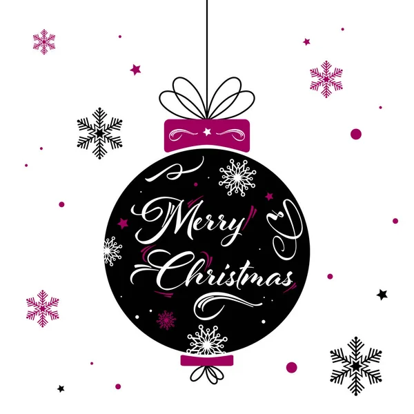 抽象的なクリスマス ボール 装飾品や雪の結晶 ベクター グラフィックのレトロなクリスマス カード — ストックベクタ