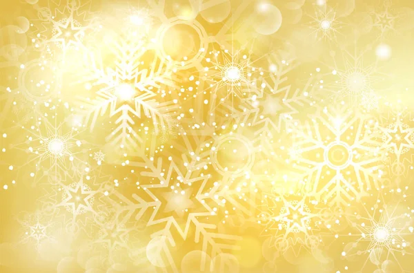 Abstracte Gouden Kerstmis Achtergrond Met Glimmende Sneeuwvlokken Vectorillustratie — Stockvector