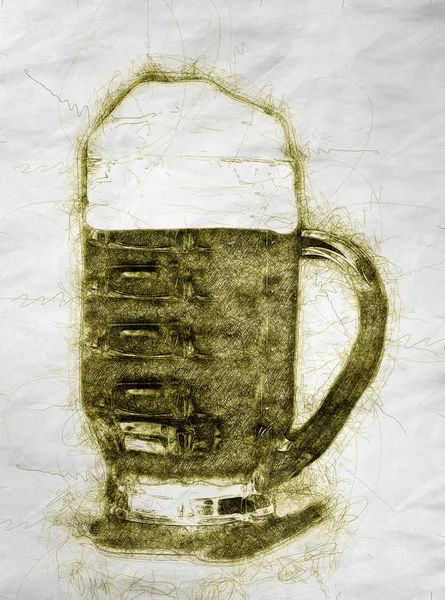 Bira Resmi Stil Buruşuk Kağıt Üzerine Çizilmiş — Stok fotoğraf