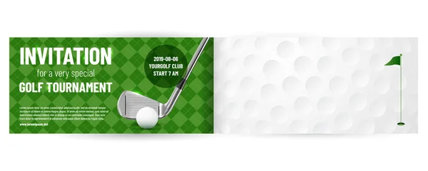 Golf Turnering Inbjudan Mall Med Exempeltext Separat Lager Vektorillustration — Stock vektor