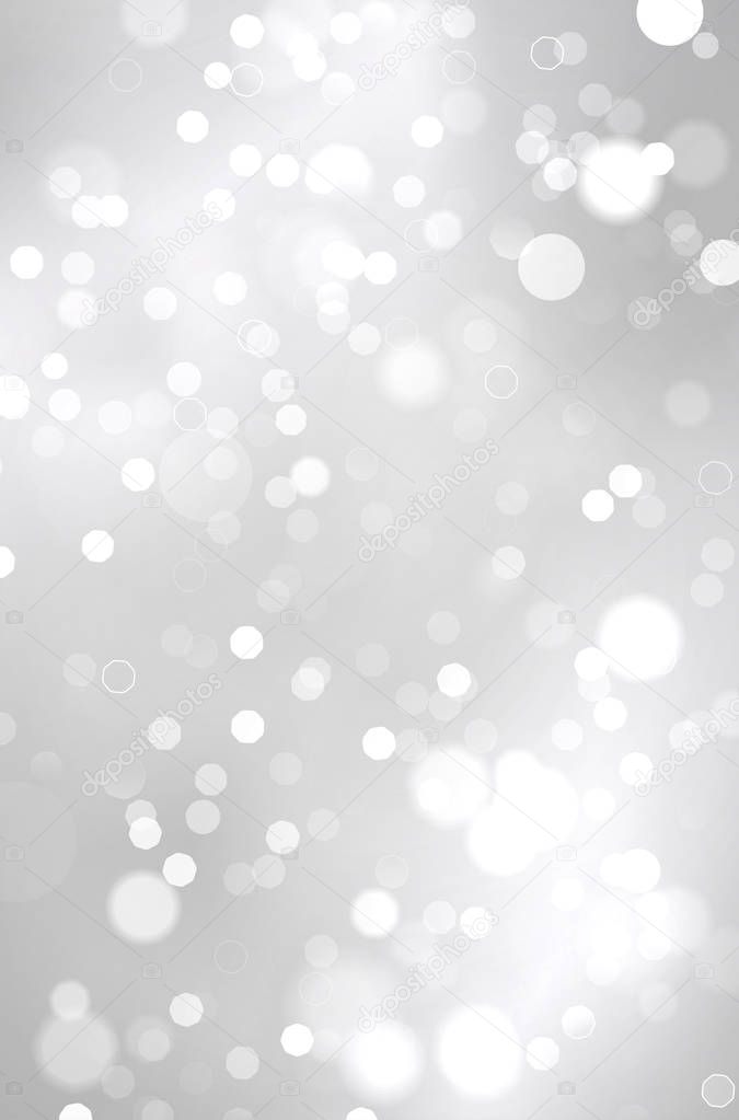 Abstract shiny silver background with blurred bokeh lights - vector illustration