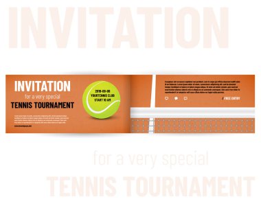 Tenis Turnuvası davet şablonu ayrı katman - vektör çizim içine topu, net ve örnek metin