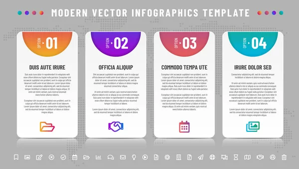 Four Options Infographics Template Frames Reflection Icons Set All Elements — Stock Vector