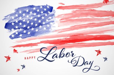 Soyut suluboya Amerikan bayrağı - İşçi Bayramı. Vektör çizim.