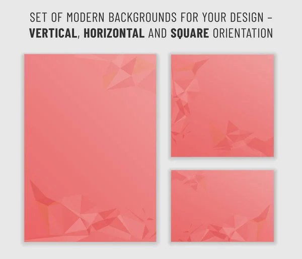 Set Modern Triangle Backgrounds Your Design Vertical Horizontal Square Orientation — Stock Vector