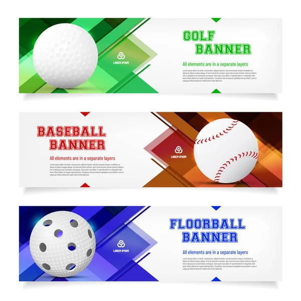 Set of sport banner templates with ball and sample text in separate layer - vector illustration