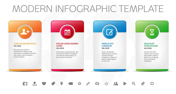 Fyra ramar - moderna designmall för infographics — Stock vektor