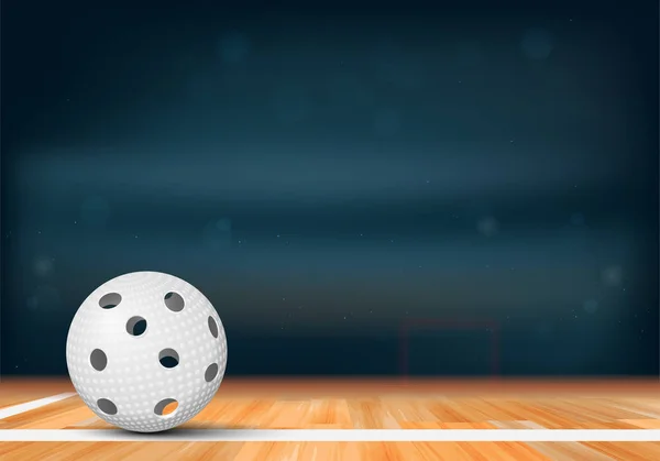 Floorball in der Sporthalle mit Tribünen und Lichtern — Stockvektor