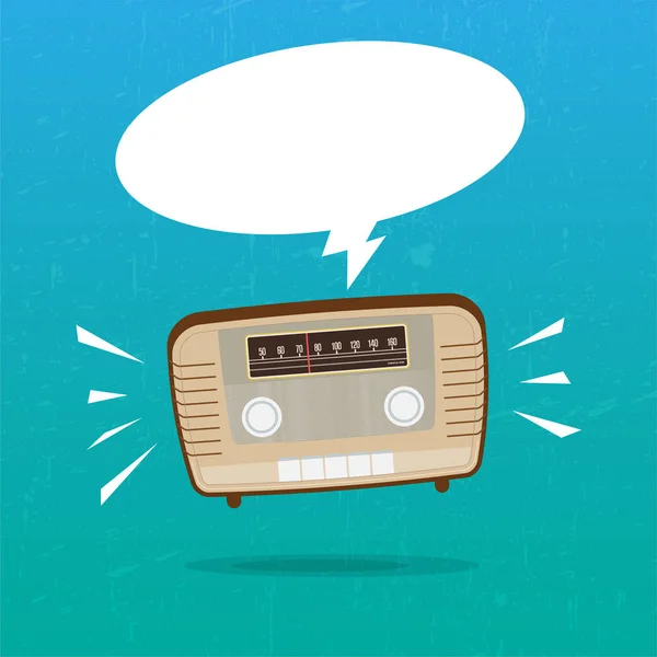 Abstraktes Vintage-Radio auf grundigem Hintergrund und leerer Sprechblase — Stockvektor