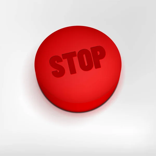 Bouton rouge avec texte STOP sur fond gris — Image vectorielle