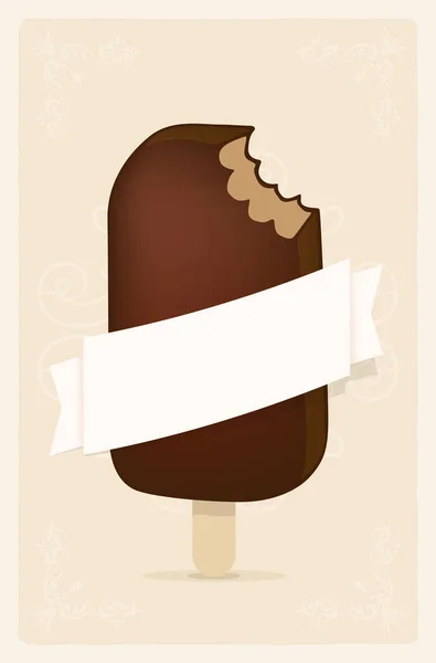Arrière-plan avec glace au chocolat mordante et espace de copie — Image vectorielle