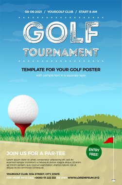 Top ve yeşil ile golf posteri için şablon