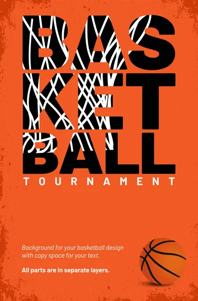 コピースペースを持つバスケットボールのポスターのためのテンプレート — ストックベクタ
