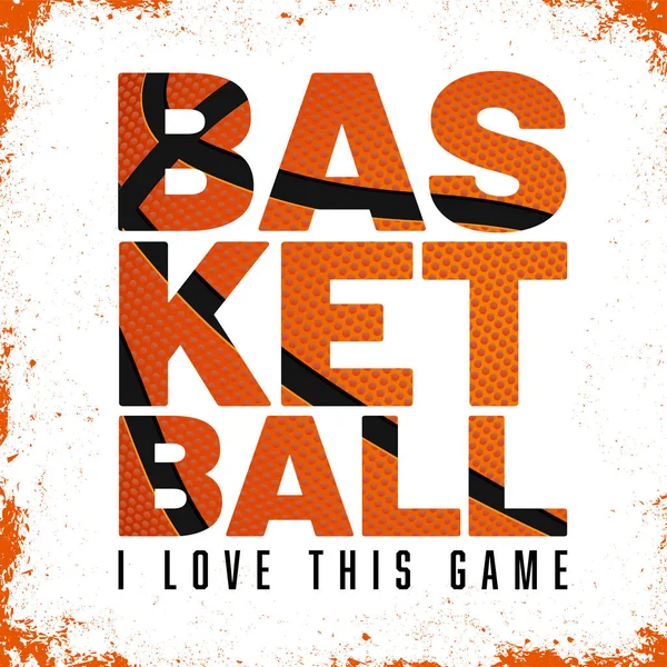 Beschriftung Basketball mit Basketballstruktur und grunzigem Hintergrund — Stockvektor