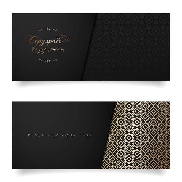 Two luxury black and golden card template with copy space — Stockový vektor