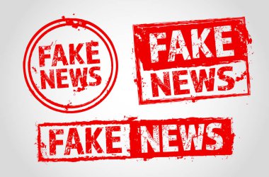 Sahte Haber Yazıtı - vektör illüstrasyonlu grungy kırmızı pullar