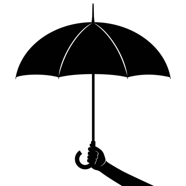 手を保持傘のシルエット 白い背景に隔離された ベクターイラスト — ストックベクタ
