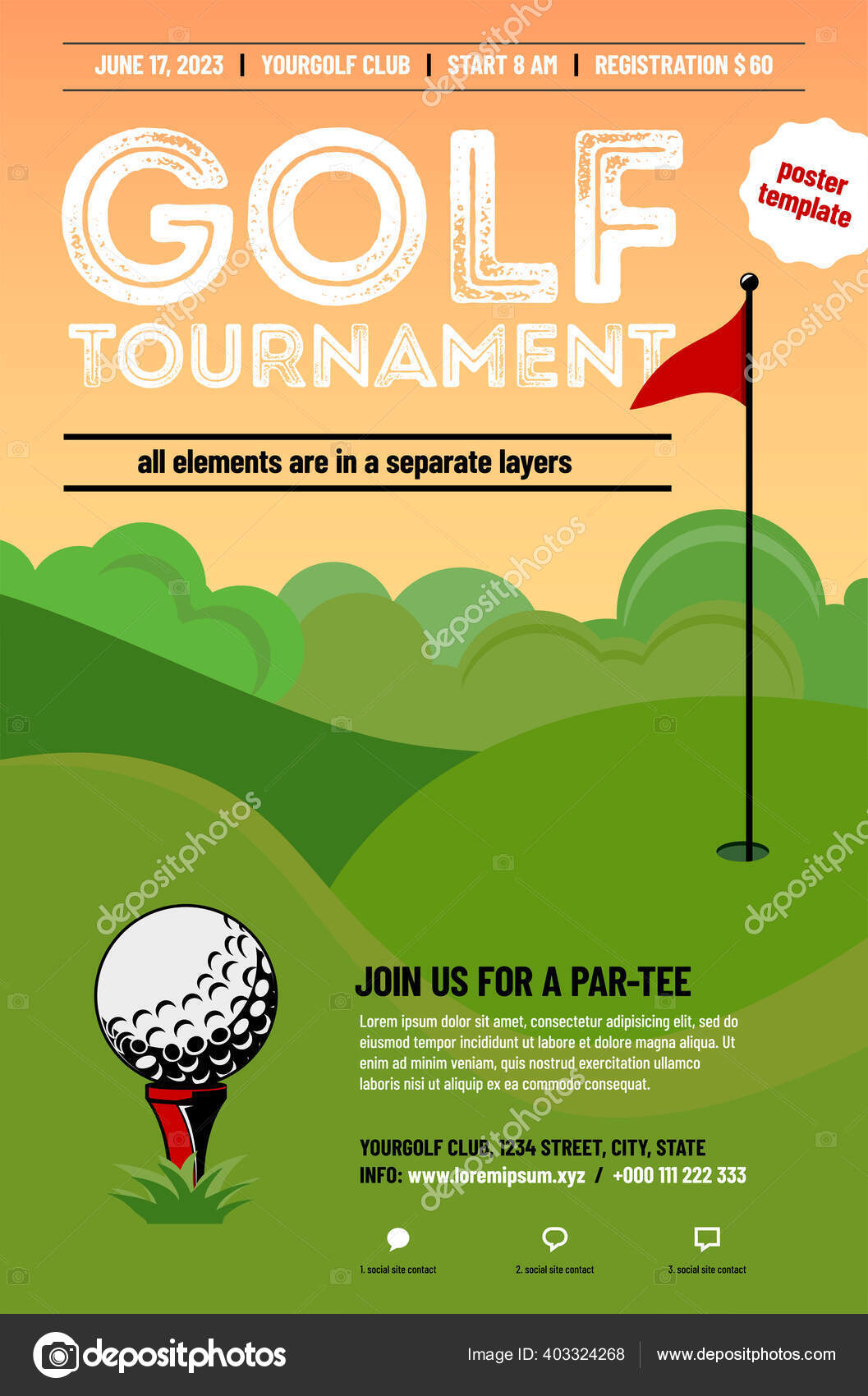 Golf Flyer Grass Graphics, Designs & Templates