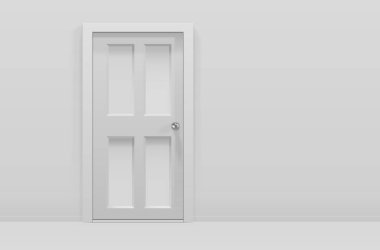 Metnin için kopya alanı olan kapı ve boş duvarın gerçekçi illüstrasyonu - vektör dosyası