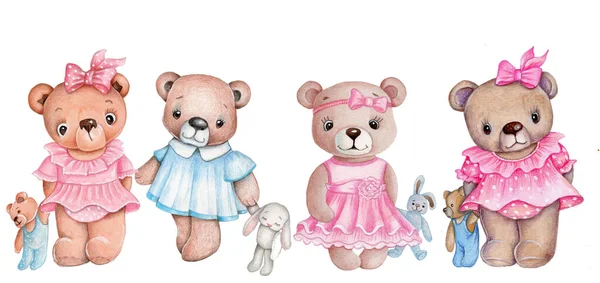귀여운 장난감 인형이 드레스를 소녀들을 — 스톡 사진