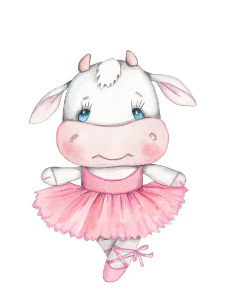 Lindo Dibujo Animado Adorable Ternero Pequeño Toro Vaca Mascota Granja — Foto de Stock