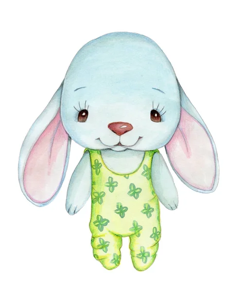 Watercolor Illustration Cute Carton Bunny Rabbit Hare Toy Animal Hand — Stock Photo, Image