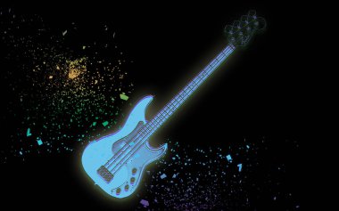 gitar ve siyah arka plan üzerinde patlama