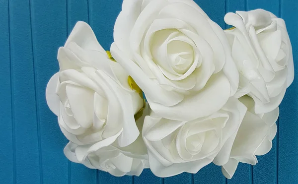 Rosas Brancas Decorativas Fundo Com Espaço Cópia — Fotografia de Stock