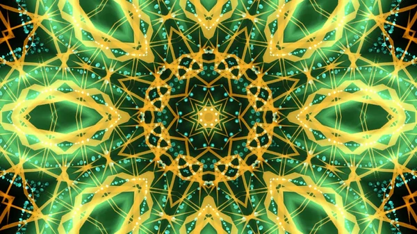 Authentische Grüne Und Gelbe Kaleidoskopische Party Lichter Hintergrund — Stockfoto
