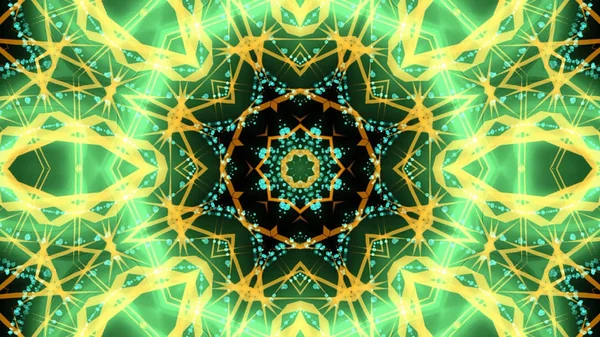 Authentische Grüne Und Gelbe Kaleidoskopische Party Lichter Hintergrund — Stockfoto