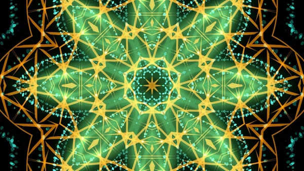 Autêntico Verde Amarelo Kaleidoscopic Partido Luzes Fundo — Fotografia de Stock