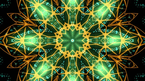 Authentic Green Yellow Kaleidoscopic Party Lights Background — Stock Photo, Image