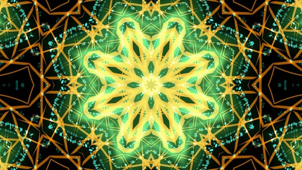 Autêntico Verde Amarelo Kaleidoscopic Partido Luzes Fundo — Fotografia de Stock