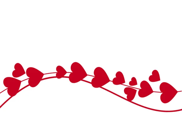 赤いハートのリボン 分離されたバレンタインの日カード — ストック写真