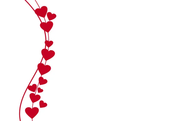 赤いハートのリボン 分離されたバレンタインの日カード — ストック写真