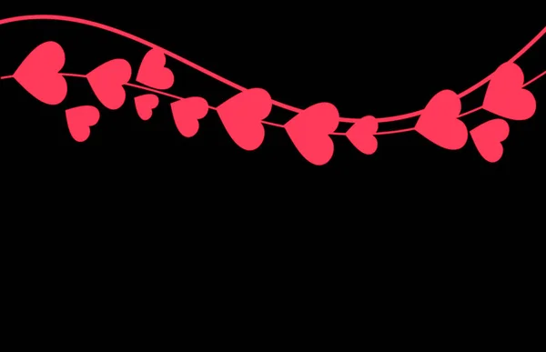Valentinsdag Kort Med Røde Hjerter Sort Baggrund - Stock-foto
