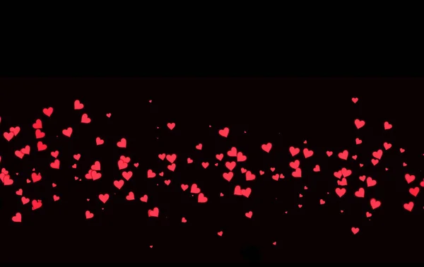 情人节卡片与红色心脏在黑色背景 — 图库照片