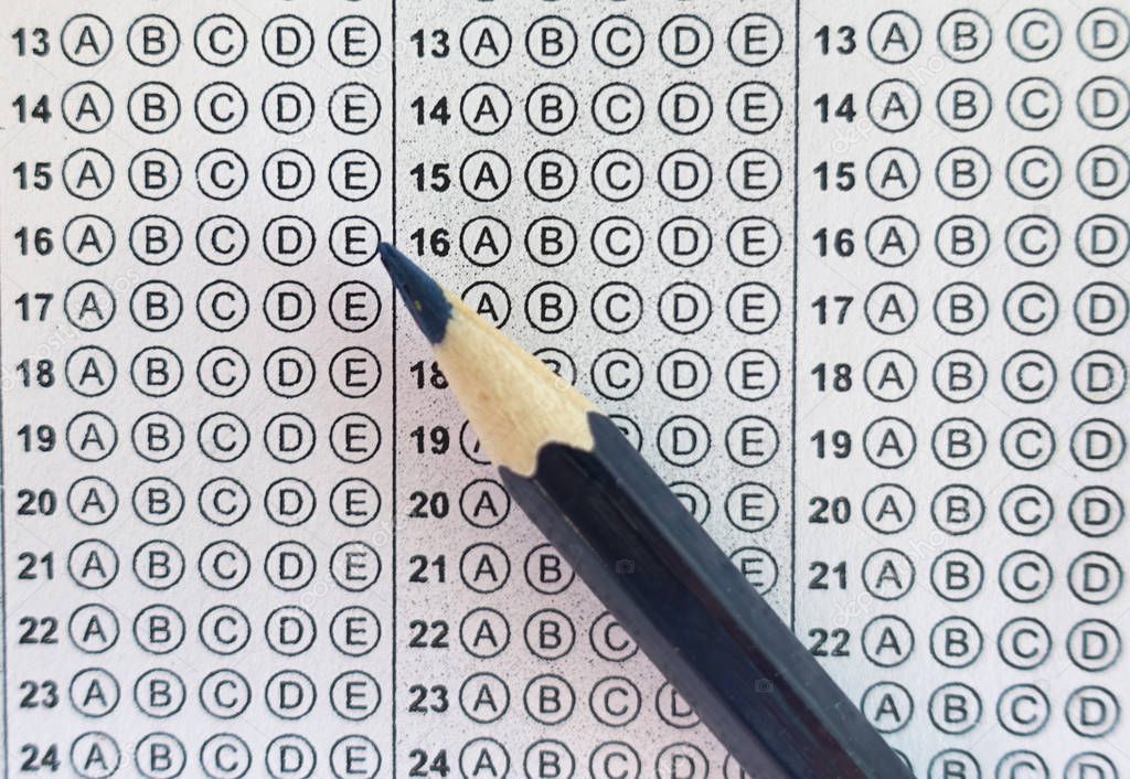 Pencil on answer sheet- test exam