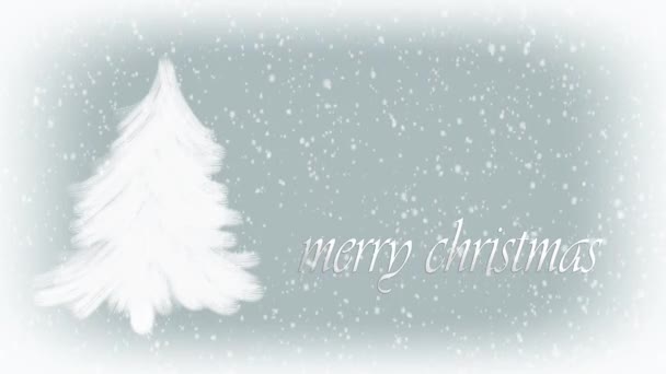 Merry Christmas Card Med Snö Animation — Stockvideo