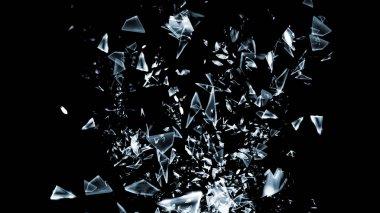 Siyah arka planda kırık cam.