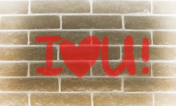 Love Graffiti Brick Wall — Stock Photo, Image